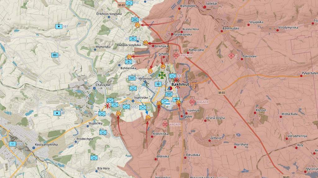 Фронт под Бахмутом (Карта: Военная земля)
