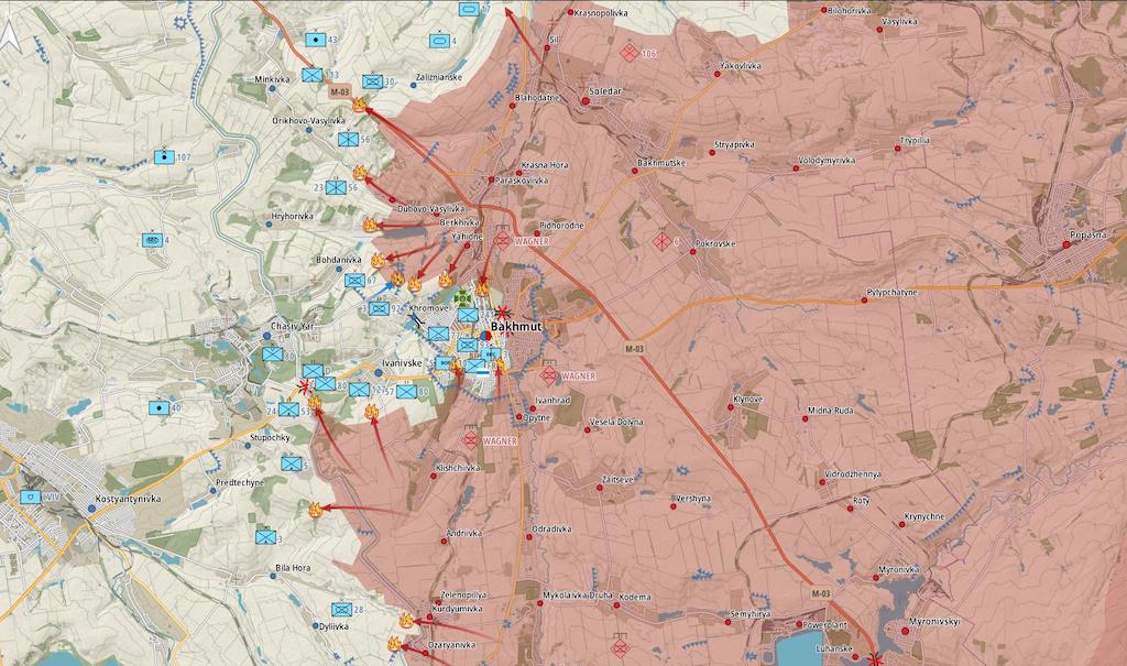 Фронт под Бахмутом (Карта: Военная земля)