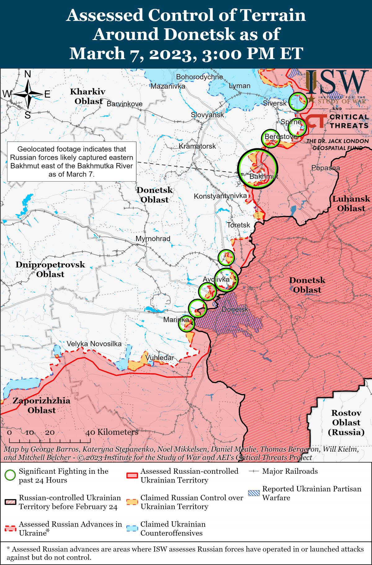 Российские войска под Бахмутом продвинулись на 200 км, говорит ISW / понимает военное фото