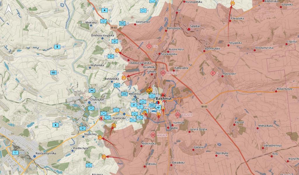Фронт под Бахмутом (Карта: Военная земля)