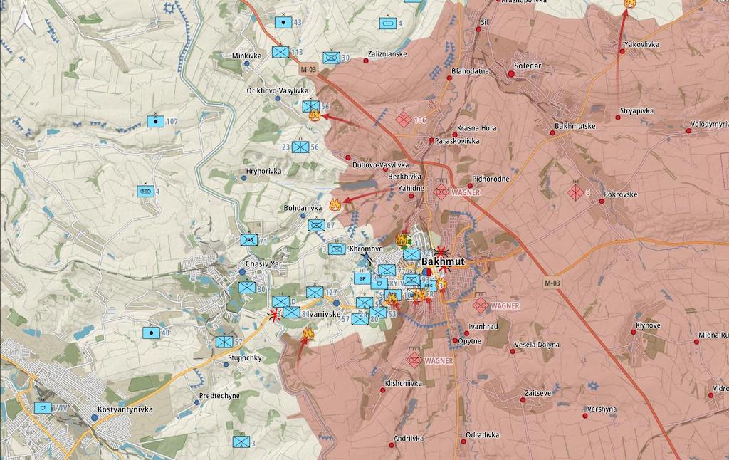 Фронт под Бахмутом (Карта: Военная земля)