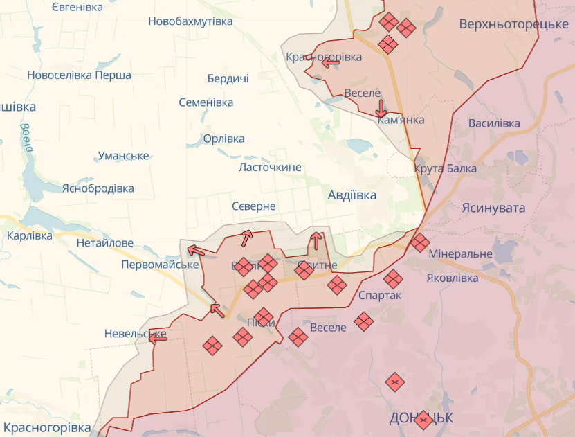 Генштаб: Россия штурмует Бахмут, продвигается под Кременную и Авдеевку - карта