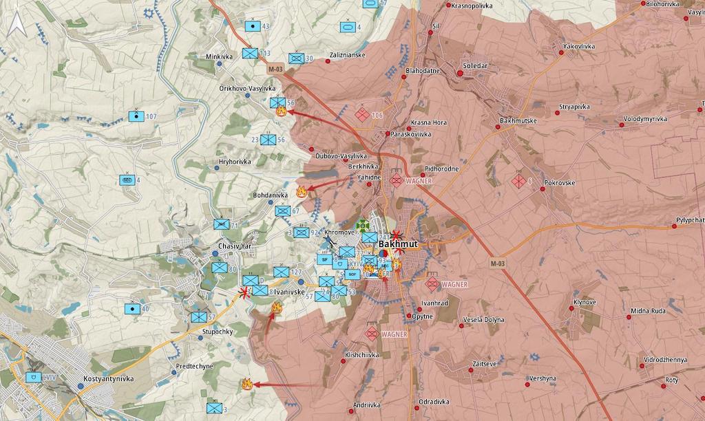 Фронт под Бахмутом (Карта: Военная земля)