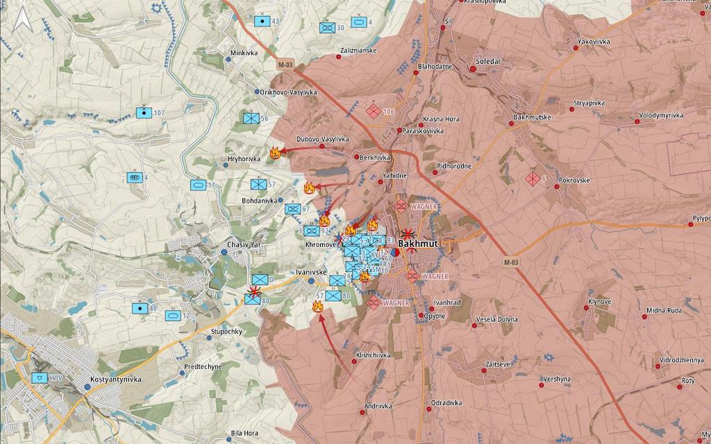 Фронт под Бахмутом (Карта: Военная земля)