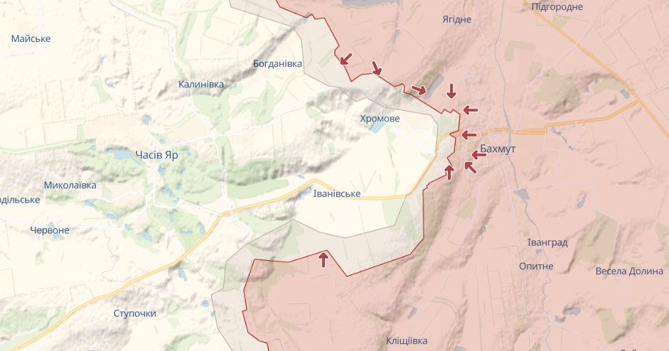 Генштаб: За Бахмут идут тяжелые бои, атаки оккупантов под Марьинкой отбиты - карта
