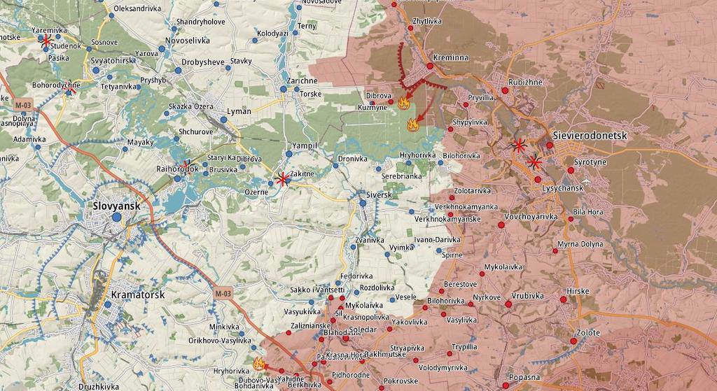 Фронт у Кременной (Карта: Военная земля)