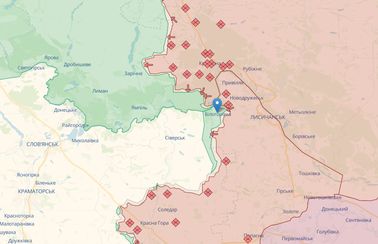 Русские возобновили наступление на бахмутском направлении: карта боевых действий