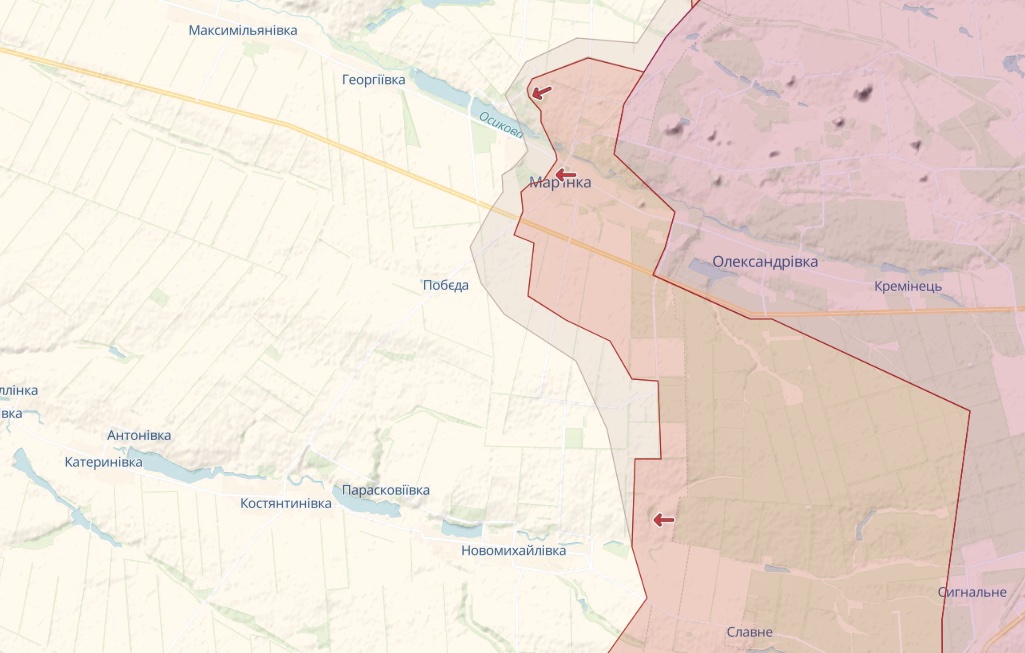 Генштаб: Россия штурмует Бахмут, пытается улучшить свои позиции в Марьинке - карта