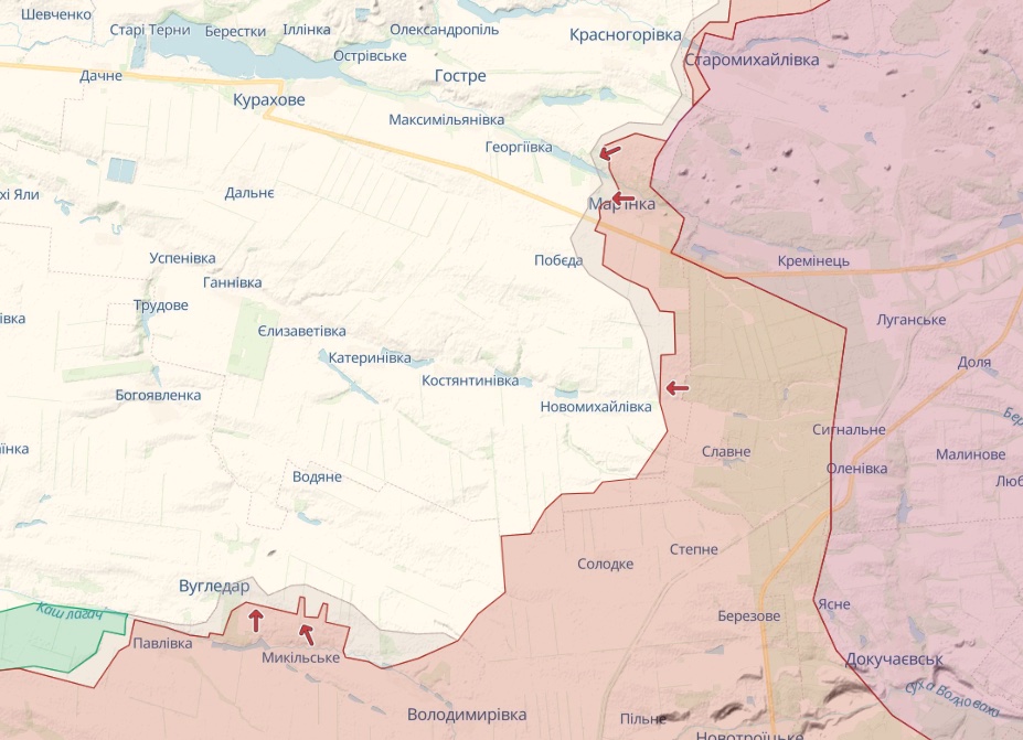 Генштаб: Бои за Бахмут и Марьинку. Русские пытались атаковать под Купянском и Лиманом - карта