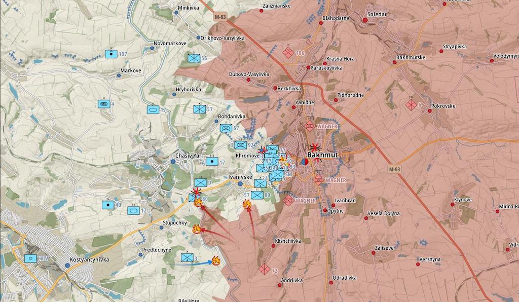 Фронт под Бахмутом (Карта: Военная земля)
