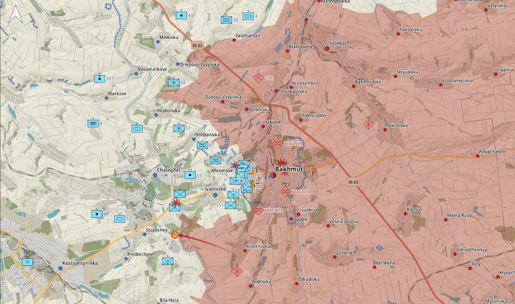 Фронт под Бахмутом (Карта: Военная земля)