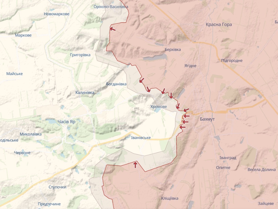 Генштаб: В Бахмуте продолжаются бои. Россия атаковала в Марьинке, Авдеевке, под Лиманом - карта