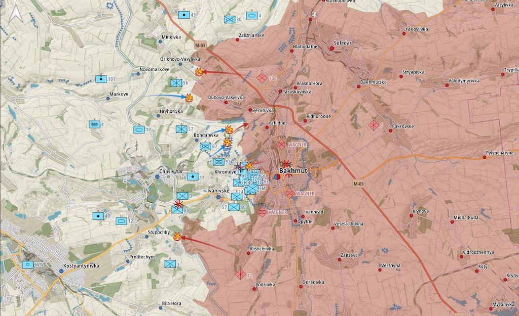 Фронт под Бахмутом (Карта: Военная земля)