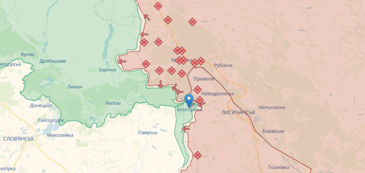 Русские сегодня не продвинулись в направлении Бахмута. Рядом с Марьинкой есть спички - карта