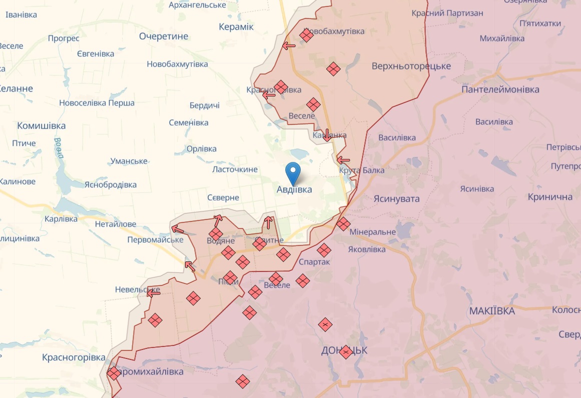 Русские сегодня не продвинулись в направлении Бахмута. Рядом с Марьинкой есть спички - карта