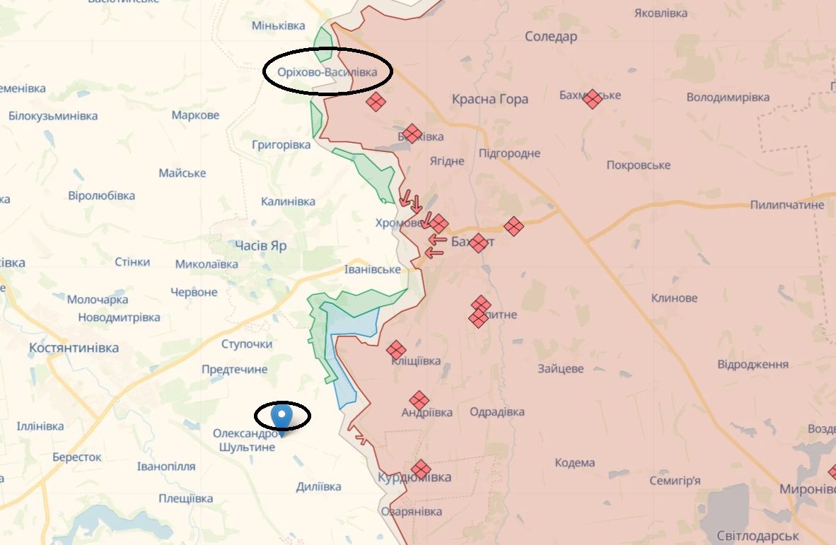 Марьинка на карте боевых действий