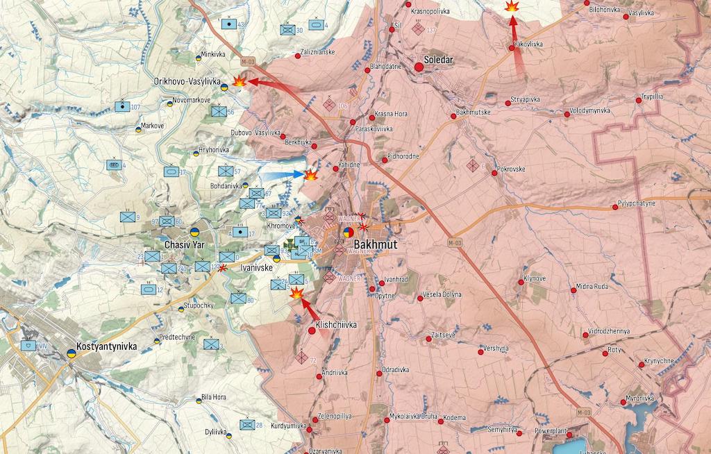 Фронт под Бахмутом (Карта: Военная земля)