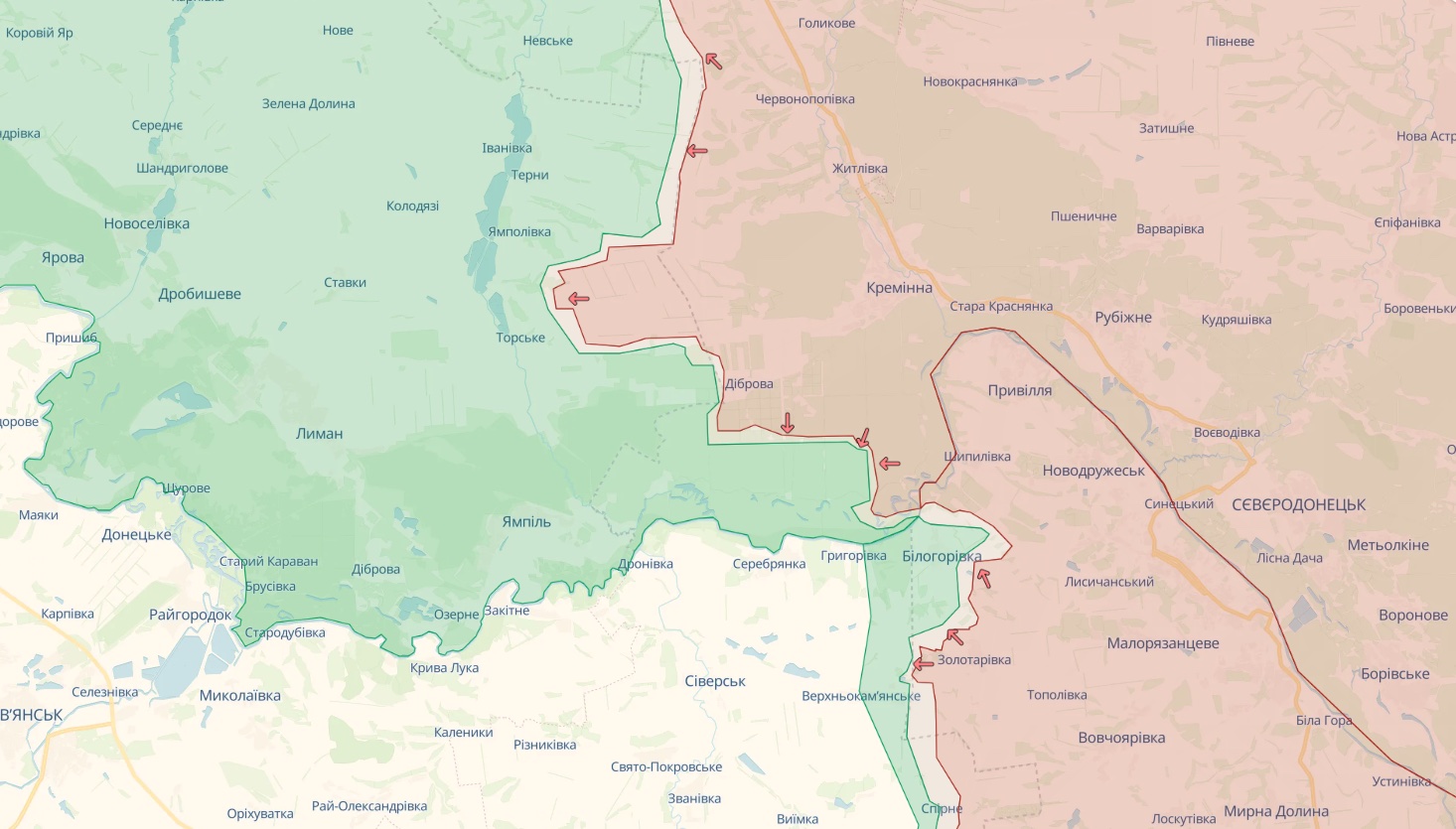 Генштаб: Оккупанты атаковали под Купянском, Лиманом, Бахмутом и Марьинкой - карта