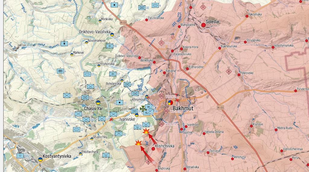 Фронт под Бахмутом (Карта: Военная земля)