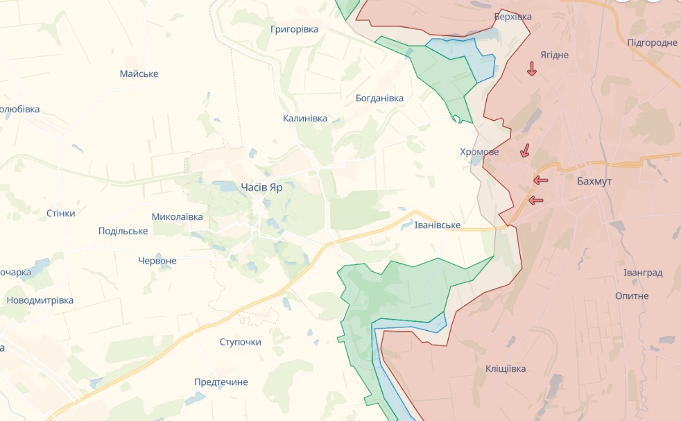 Генштаб: Под Бахмутом и еще по трем направлениям идут тяжелые бои за каждый метр - карта