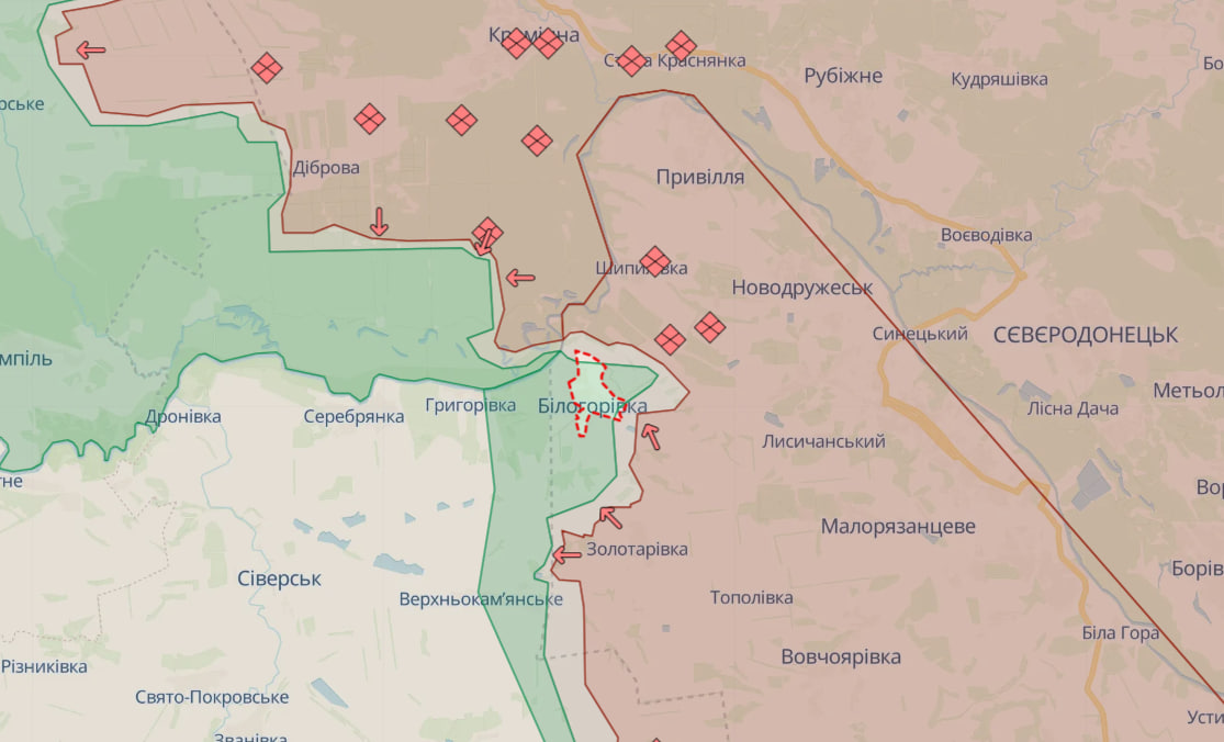 Фронт возле Кременной (Карта: deepstate)