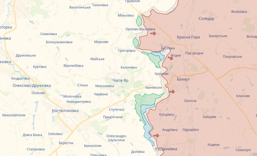 Генштаб: Оккупанты безуспешно атакуют в районах Бахмута, Марьинки и Лимана - карта