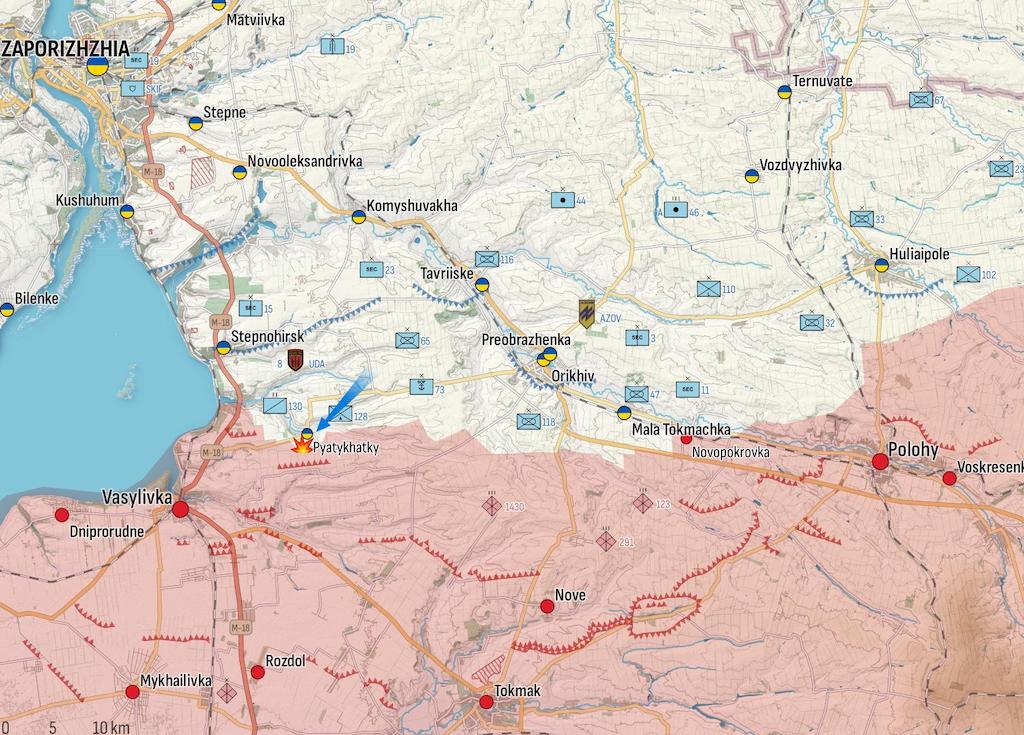 Фронт в Запорожской области (Карта: Military Land)