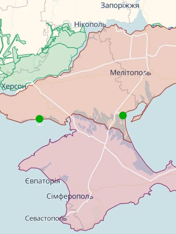 Скадовск и Геническ на глубинной карте