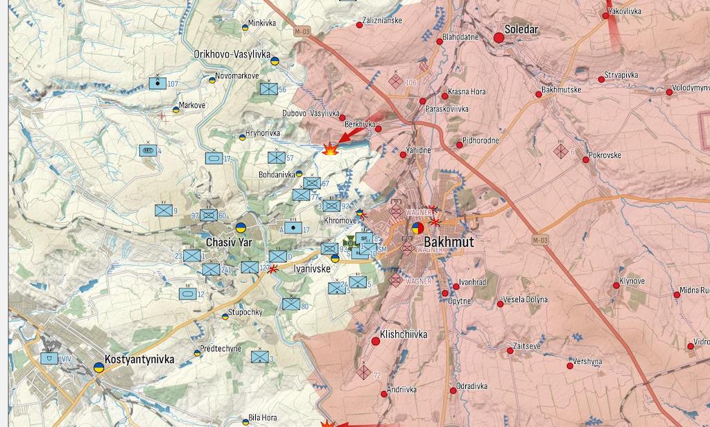 Фронт под Бахмутом (Карта: Военная земля)