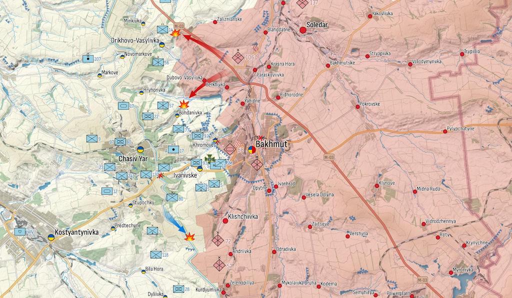 Фронт под Бахмутом (Карта: Военная земля)