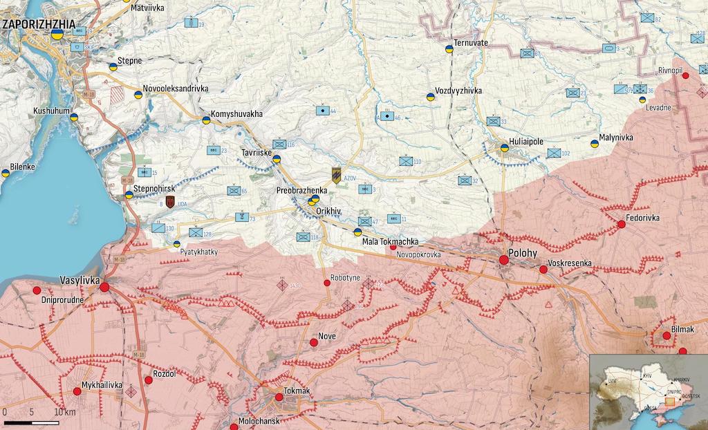 Фронт в Запорожской области (Карта: Военная земля)