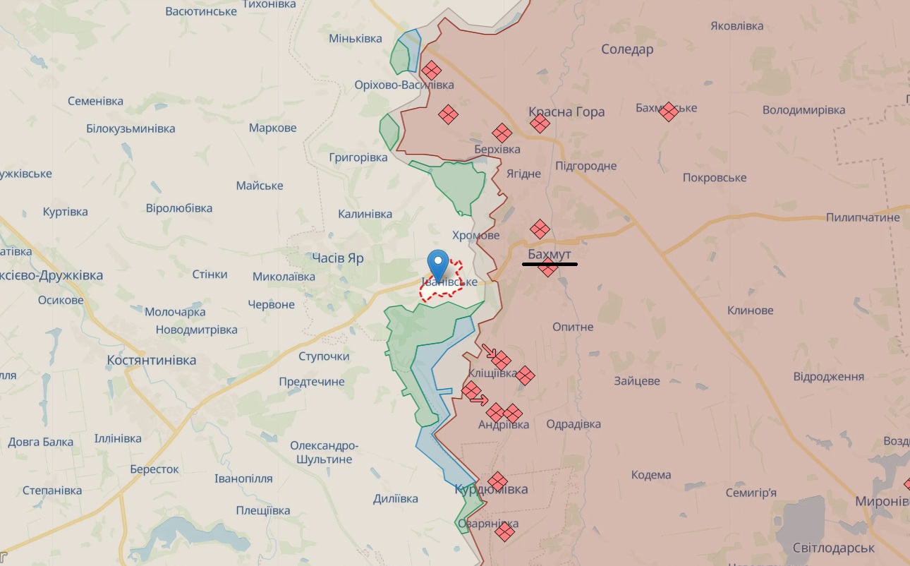 ВСУ отбили российские атаки под Бахмутом и наступают на юге и севере города - карта боев
