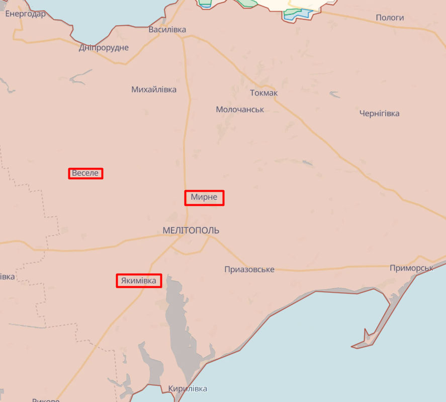 Якимовка, Веселье, Мирна на дип-карте