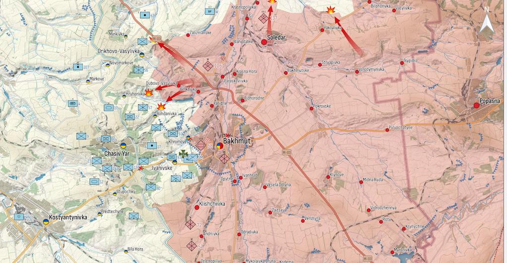 Фронт под Бахмутом (Карта: Военная земля)