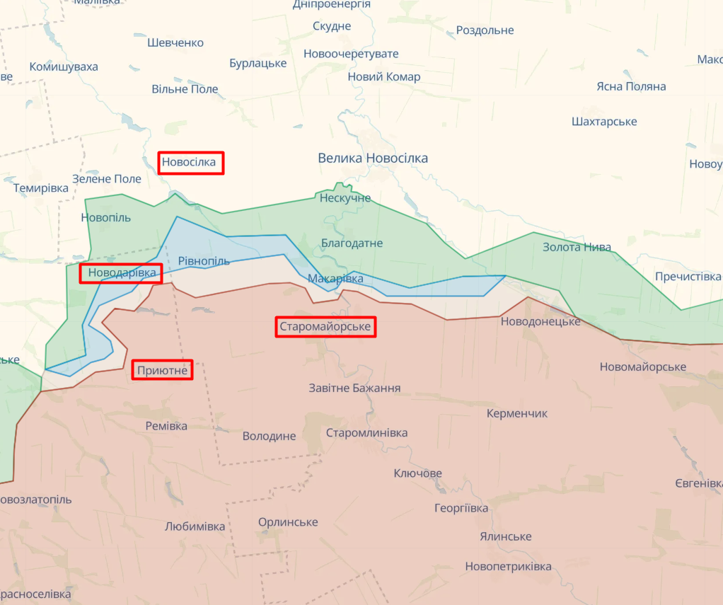 Новодаровка – Приютное, Новоселка – Старомайорское (глубинная карта)