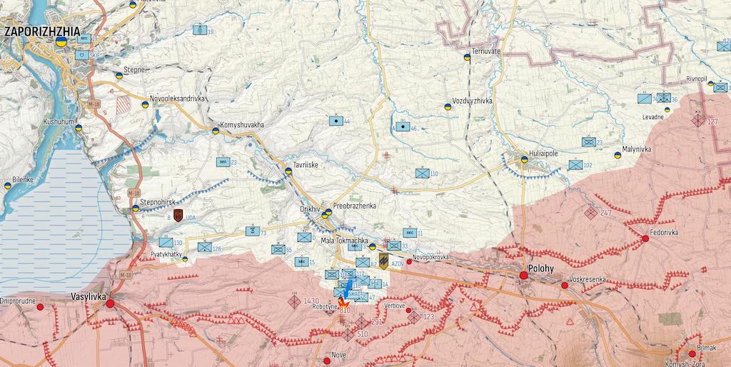 Фронт в Запорожской области (Карта: Military Land)