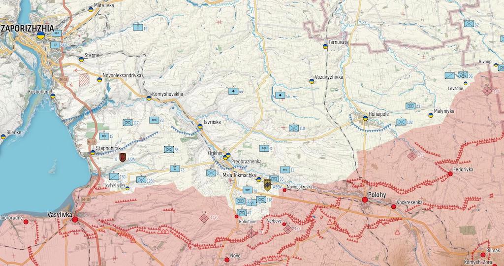 Фронт в Запорожской области (Карта: Military Land)