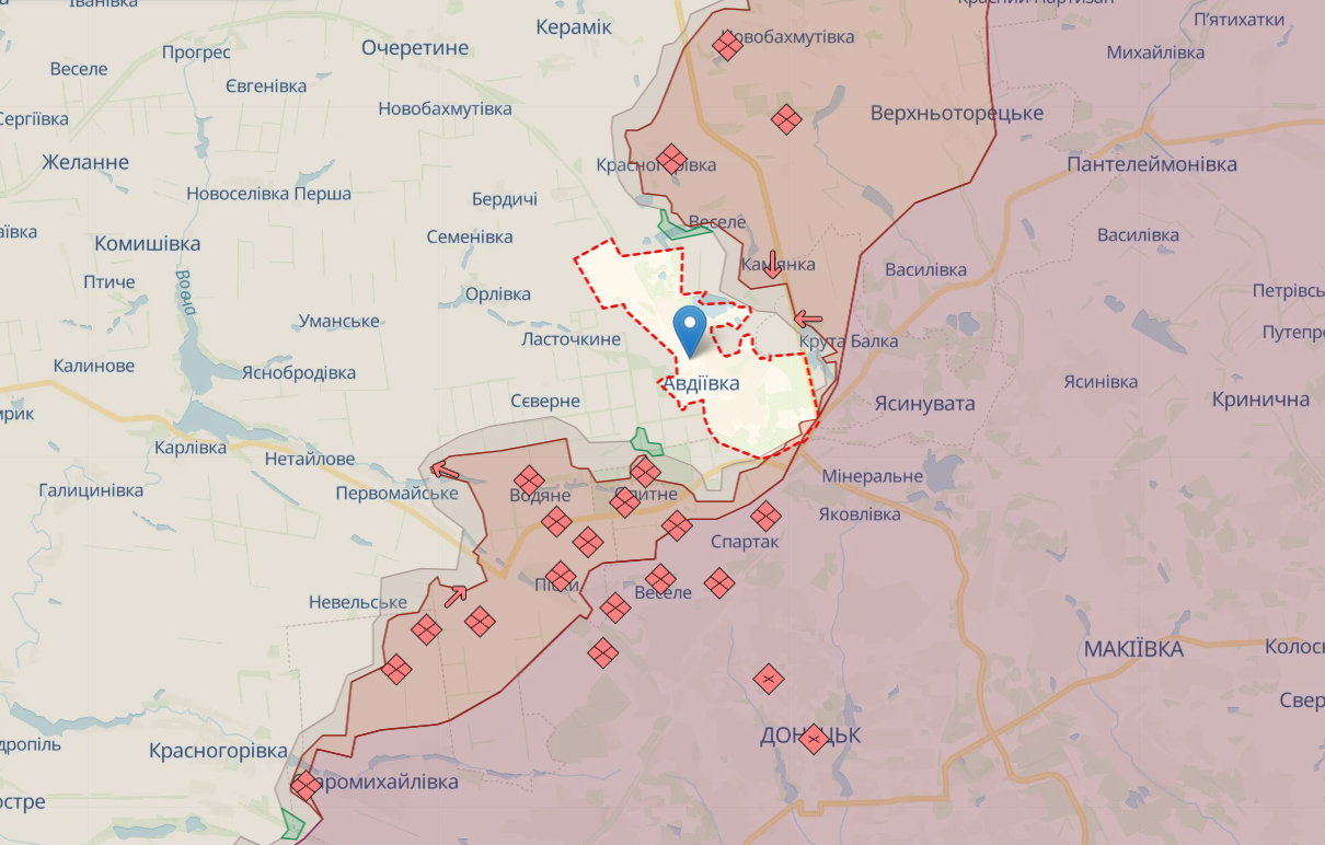 ВСУ отбили атаки РФ на Марьинку и Авдеевку и уничтожили "Солнцепек" россиян – карта