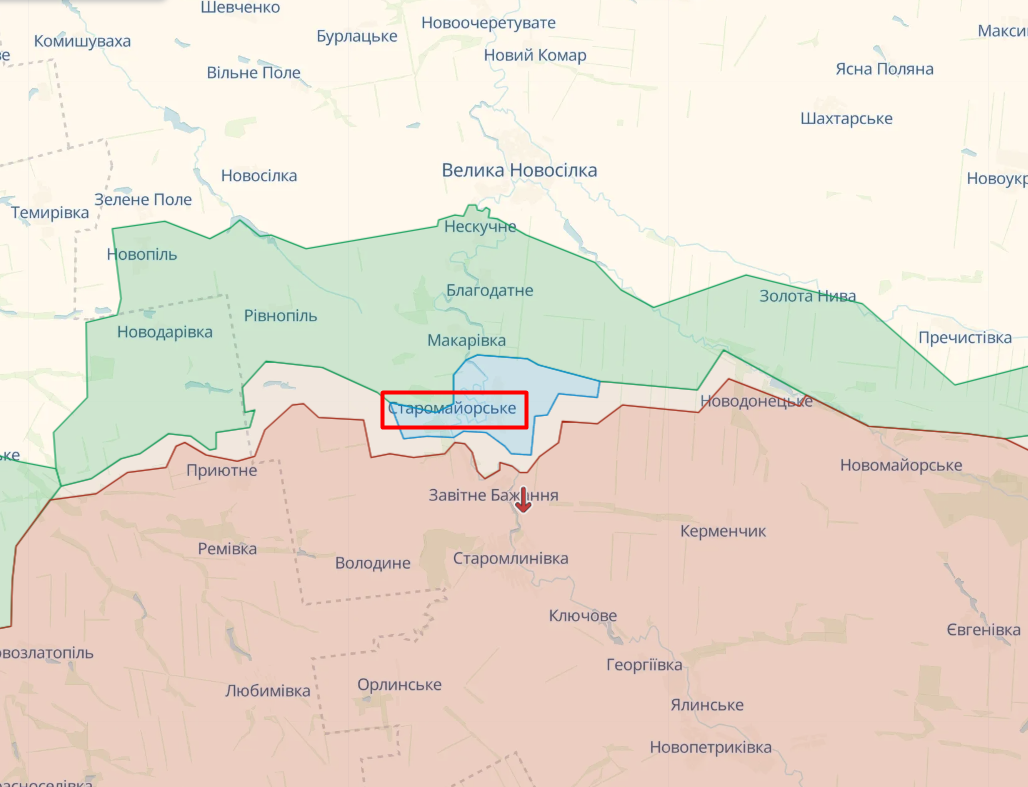 Старомайорское на карте deepstate Старомайорское на карте deepstate