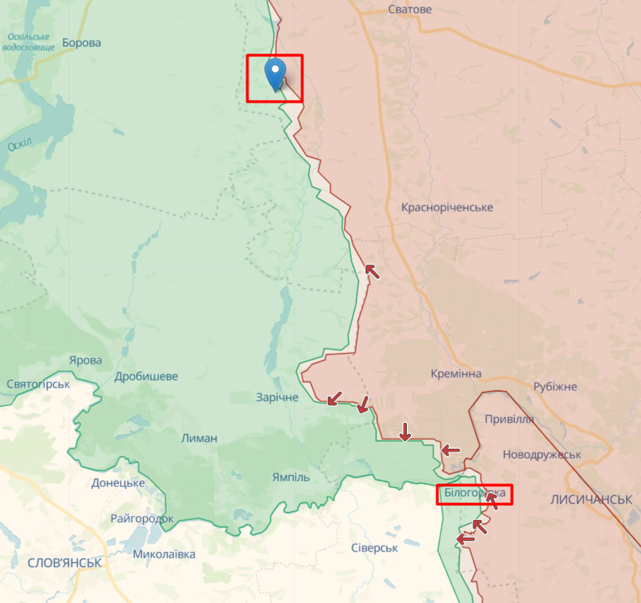 Новоегоровка и Белогоровка на карте deepstate Новоегоровка и Белогоровка на карте deepstate