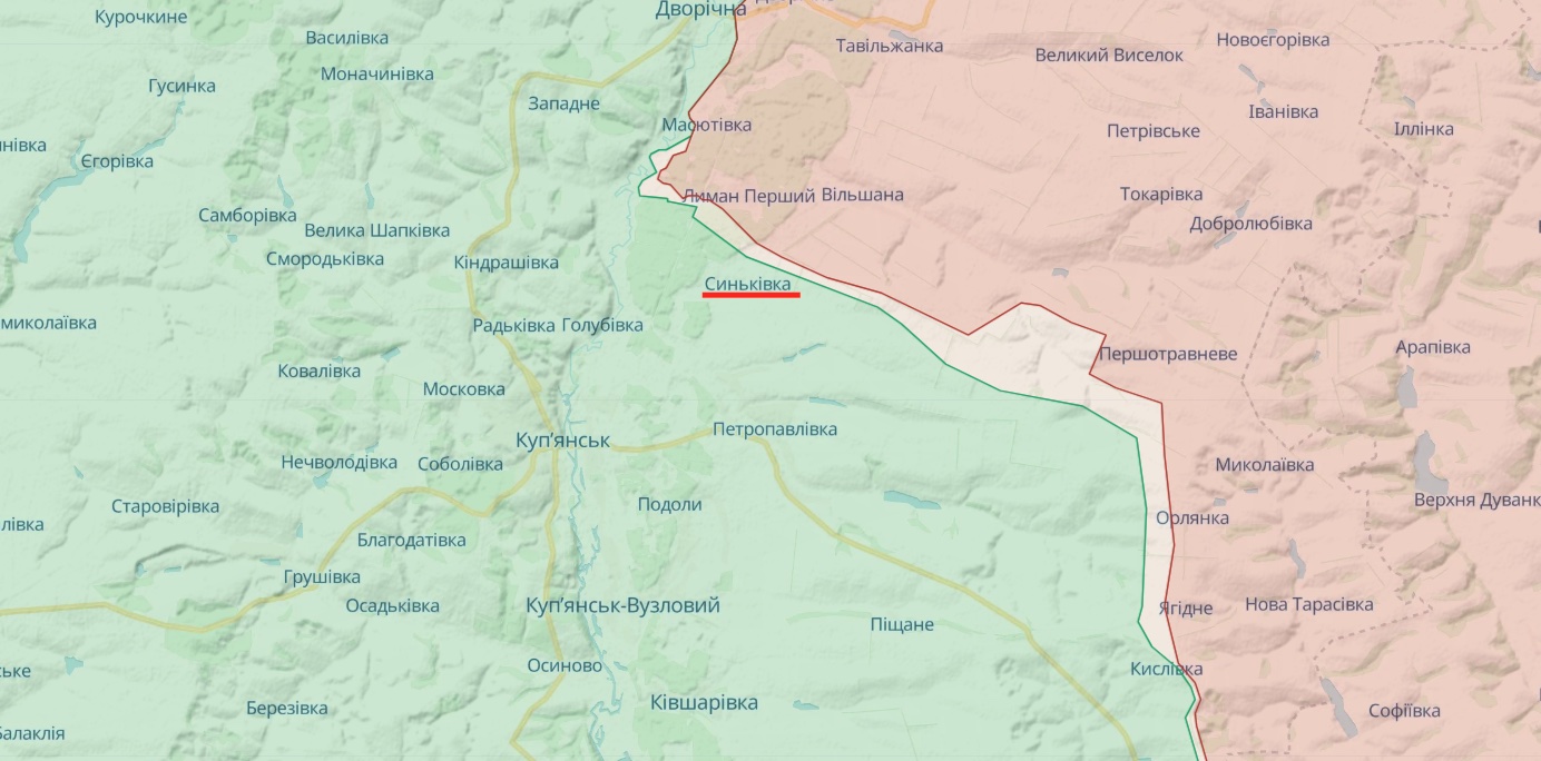 Генштаб: Россияне наступали у Синьковки на Купянском направлении, но безуспешно – карта