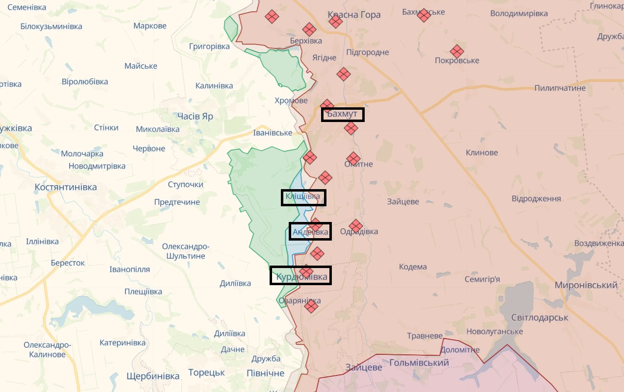 ВСУ: Имеем спучени вблизи Бахмута, Клещеевки, Андреевки и Курдюмовки
