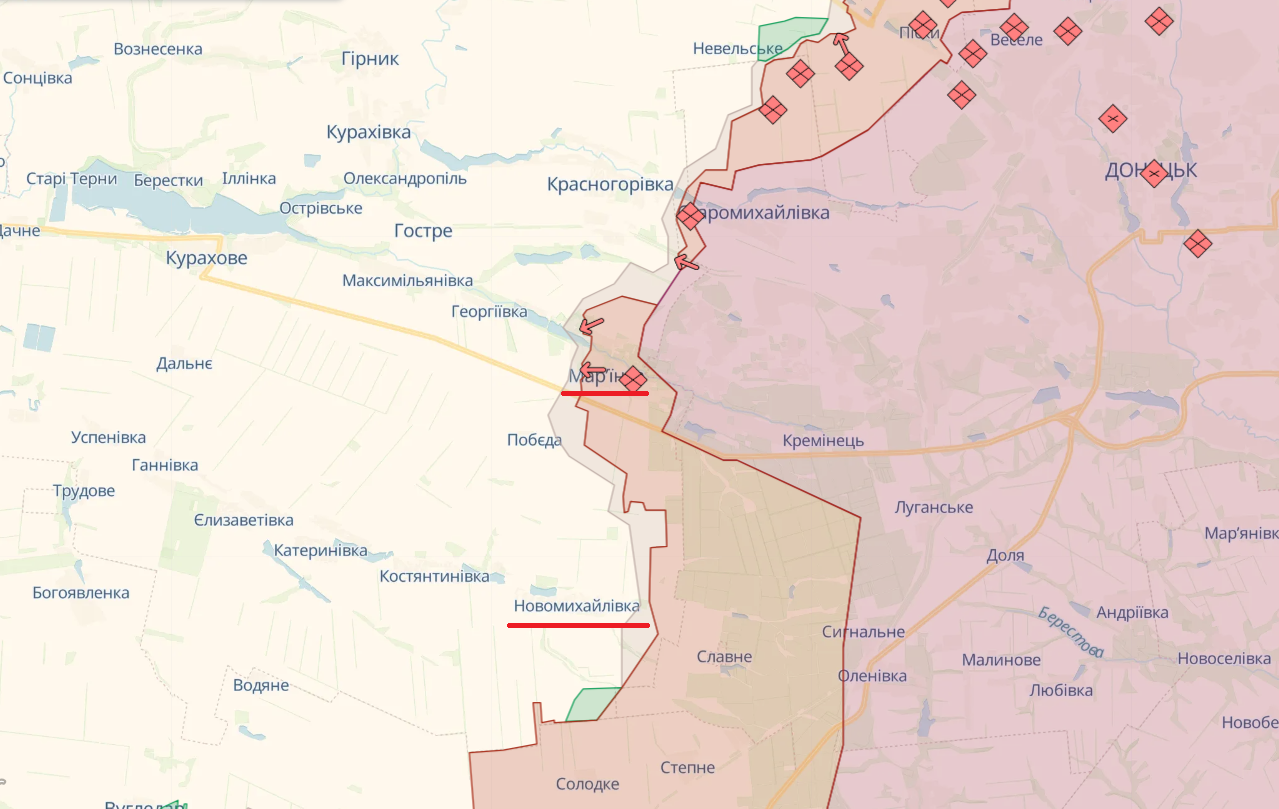 ВСУ: Одновременно со штурмами Авдеевки россияне пытаются пробиться к Купянску – карта