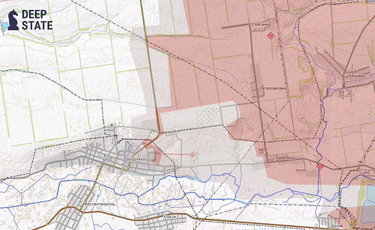Линия фронта в районе Андреевки на 2 февраля/DeepStateMAP