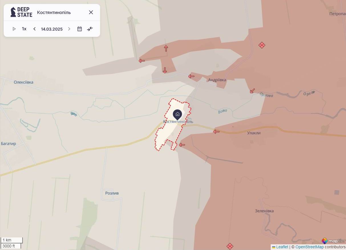 Линия фронта на новопавловском направлении по состоянию на 14 марта/DeepStateMAP