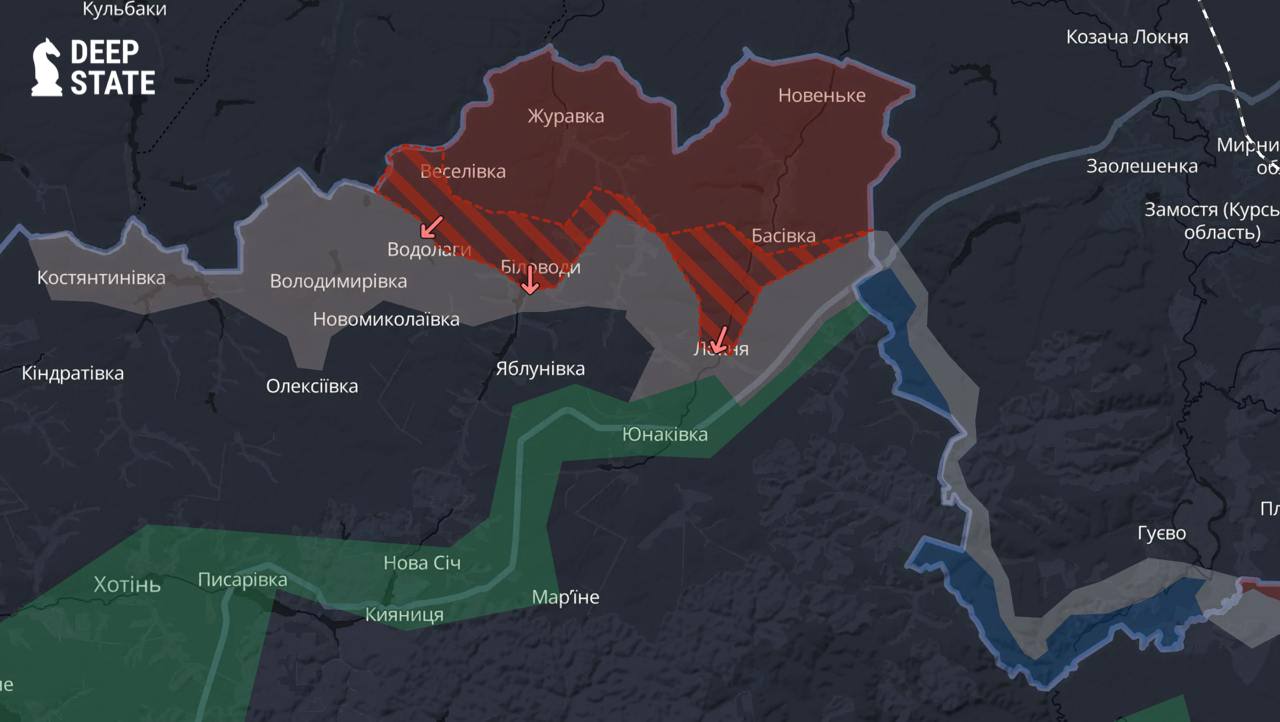 Лінія фронту на півночі Сумщини станом на 29 травня/DeepStateMAP