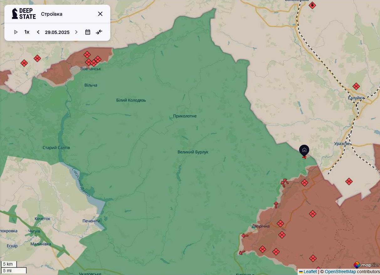 Прикордоння Харківщини станом на 29 травня/DeepStateMAP