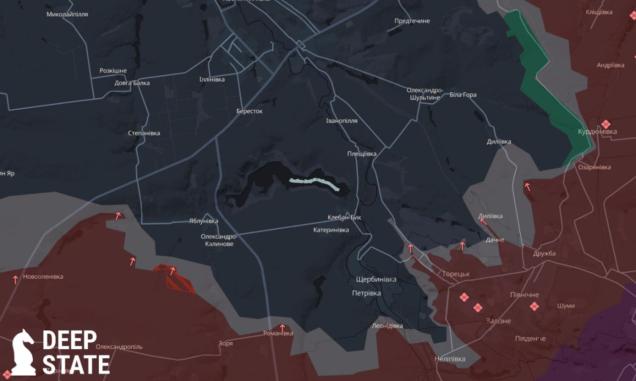 Лінія фронту на півночі покровського напрямку станом на 19 червня/DeepStateMAP