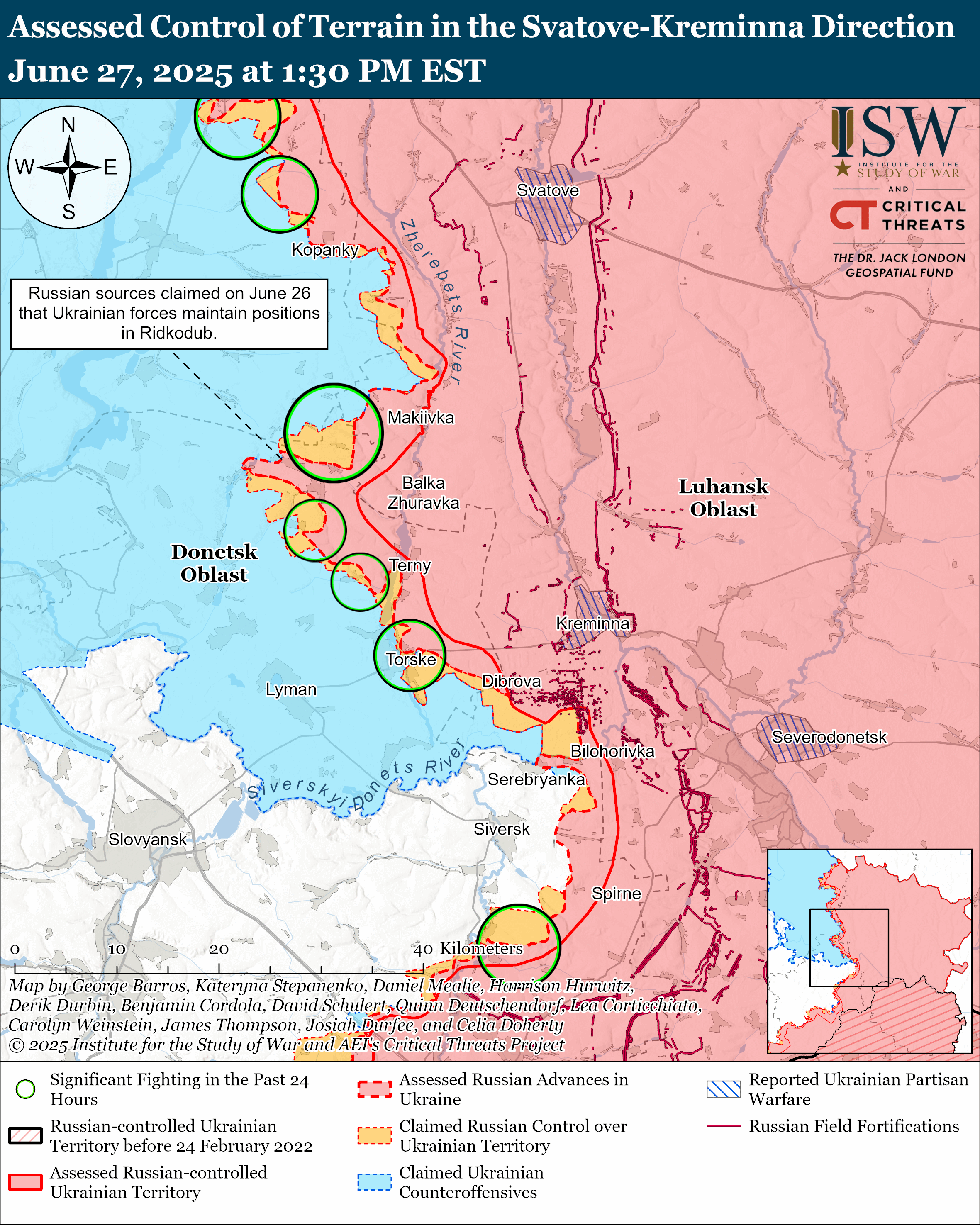 Svatove-Kreminna Direction June 27, 2025/ISW