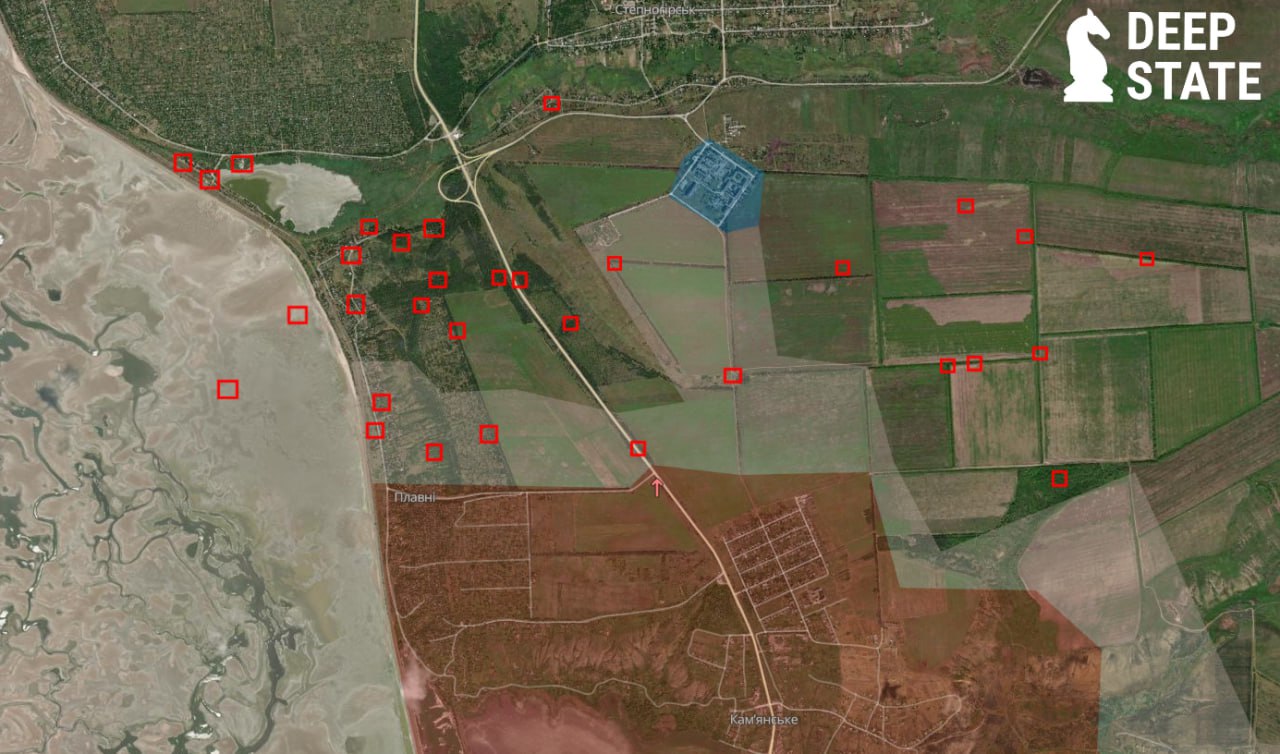 Лінія фронту в районі Степногірська станом на 21 серпня/DeepStateMAP
